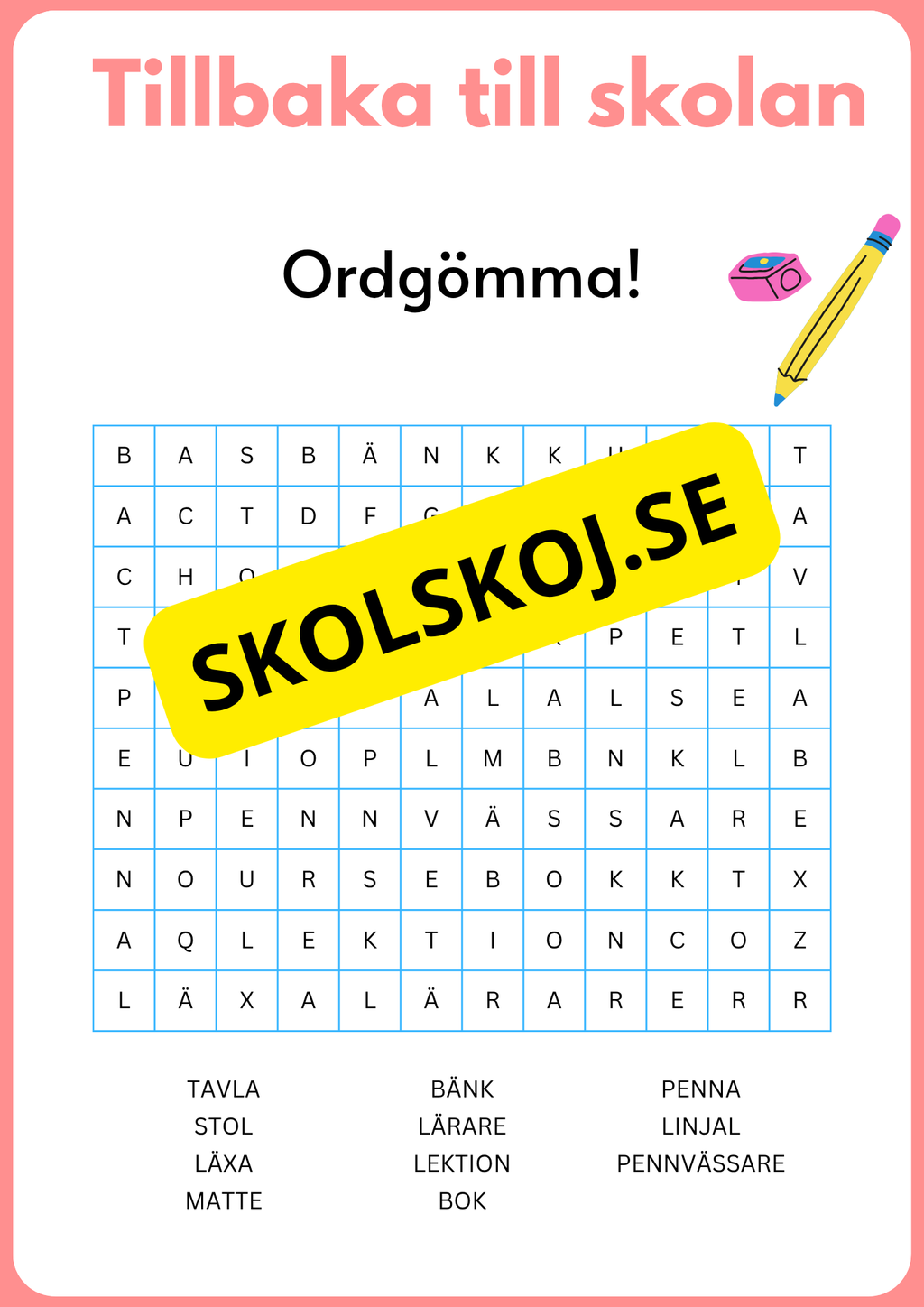 Tillbaka till skolan åk 3 - 4 - (Jullov)