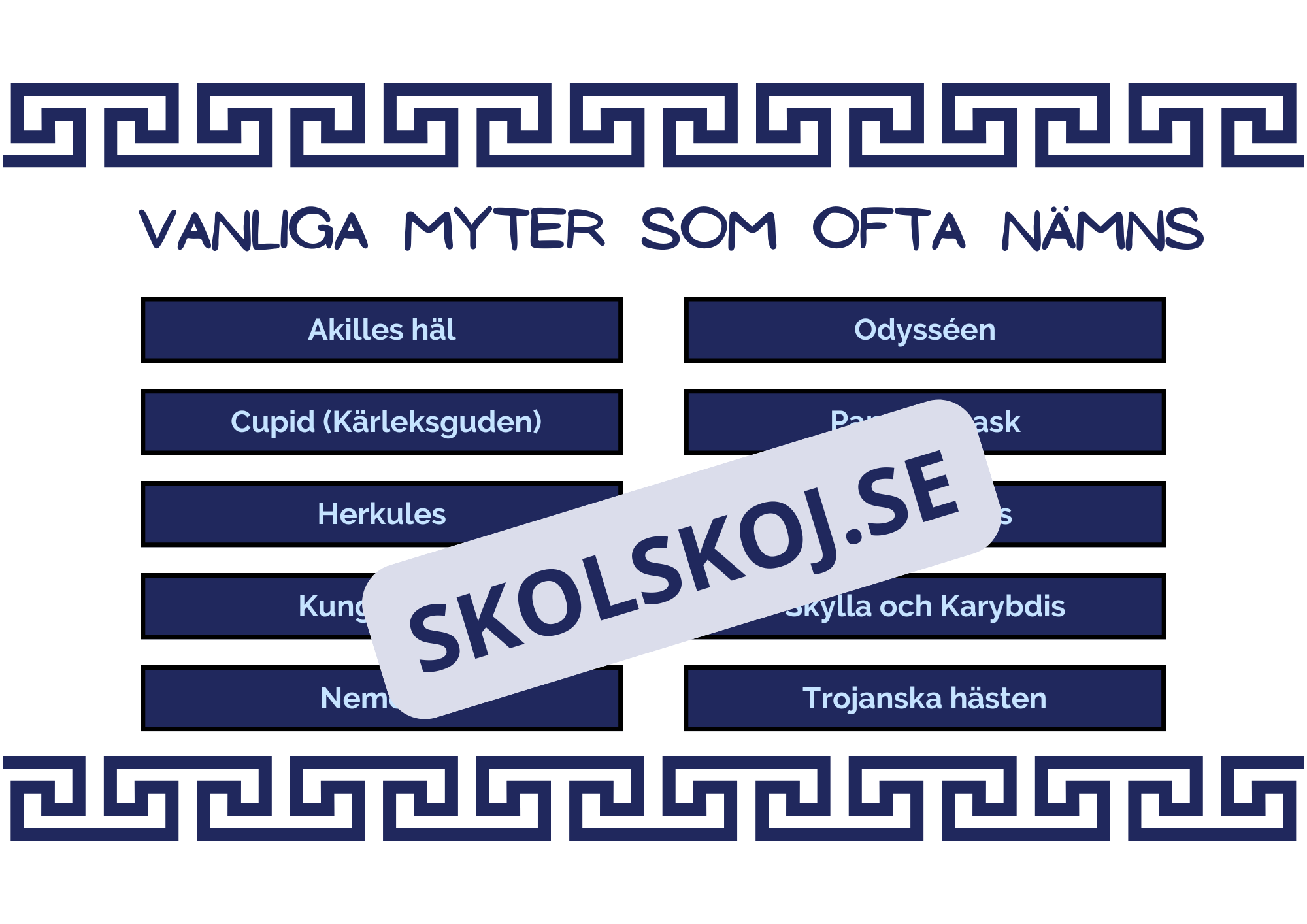 Klassisk mytologi - Vanliga litterära hänsyftningar + Frågor