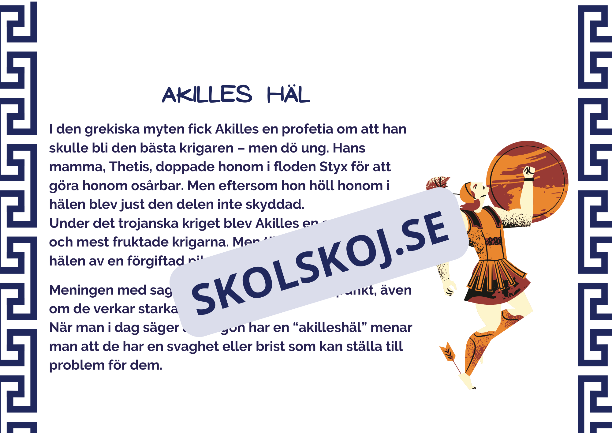 Klassisk mytologi - Vanliga litterära hänsyftningar + Frågor