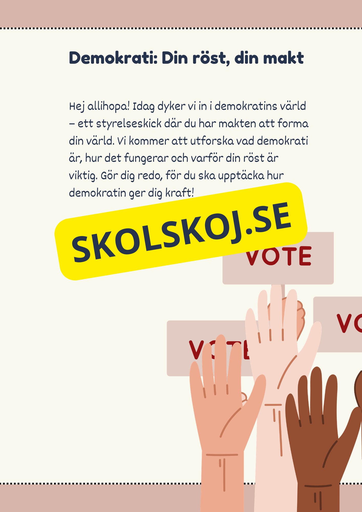 Vad är demokrati? - Läsförståelse + frågor