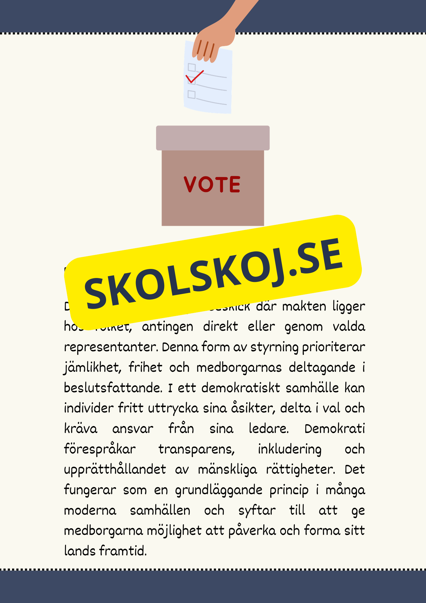 Vad är demokrati? - Läsförståelse + frågor