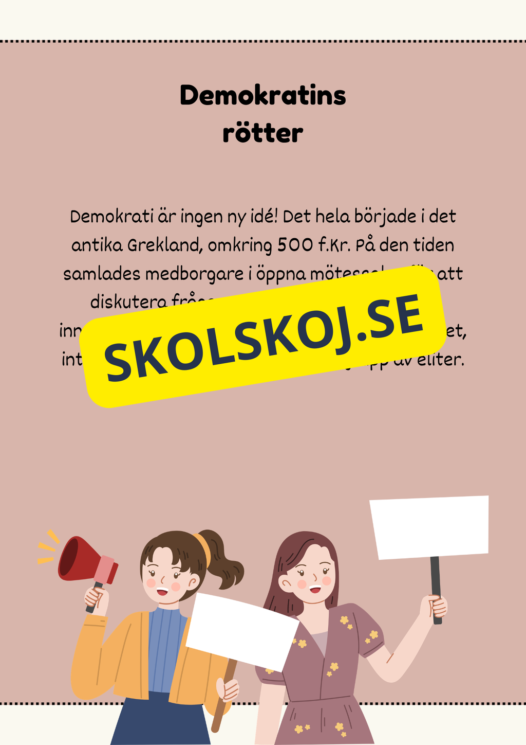 Vad är demokrati? - Läsförståelse + frågor