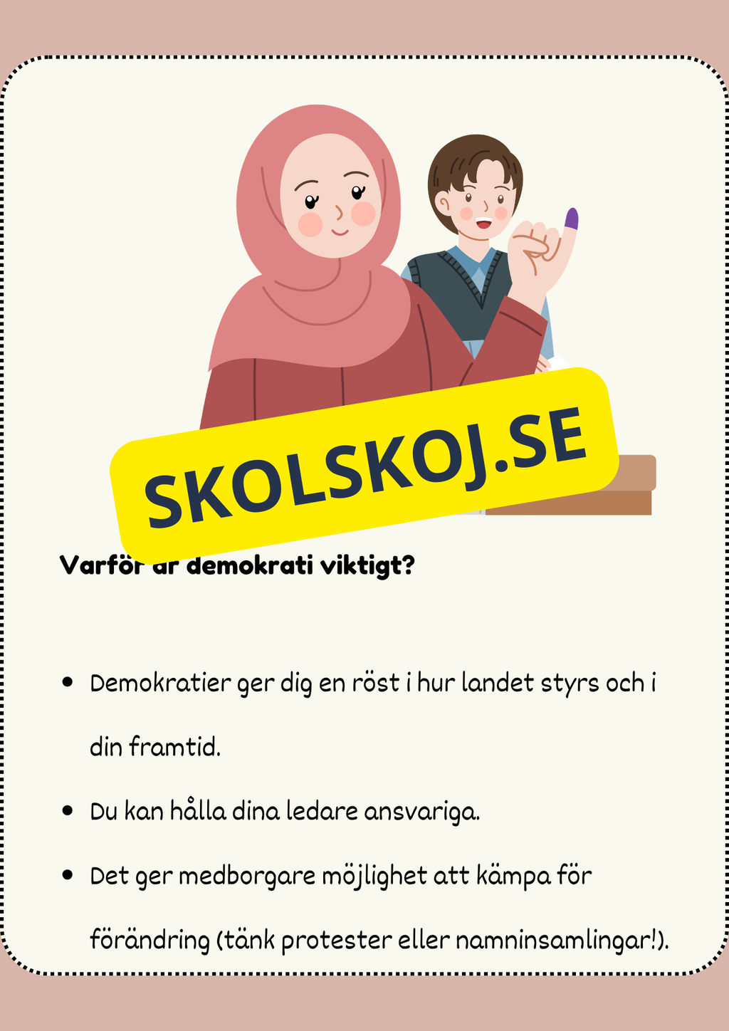 Vad är demokrati? - Läsförståelse + frågor