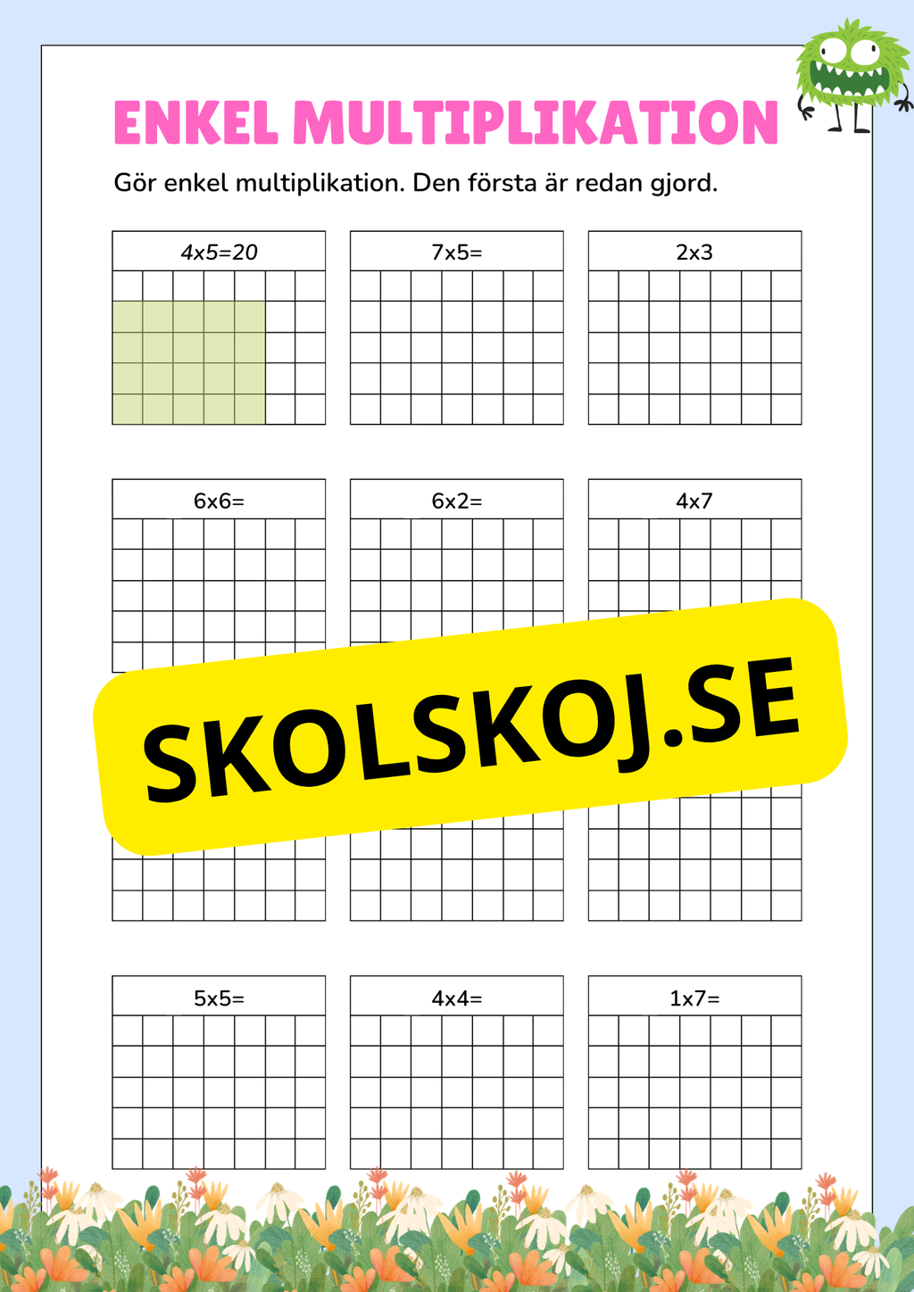 Stort paket - Träna multiplikation 0 - 10 - 45 sidor