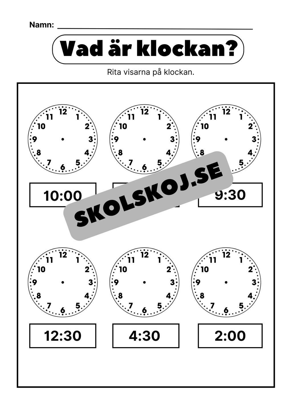 Vad är klockan - Halv, hel - Häfte