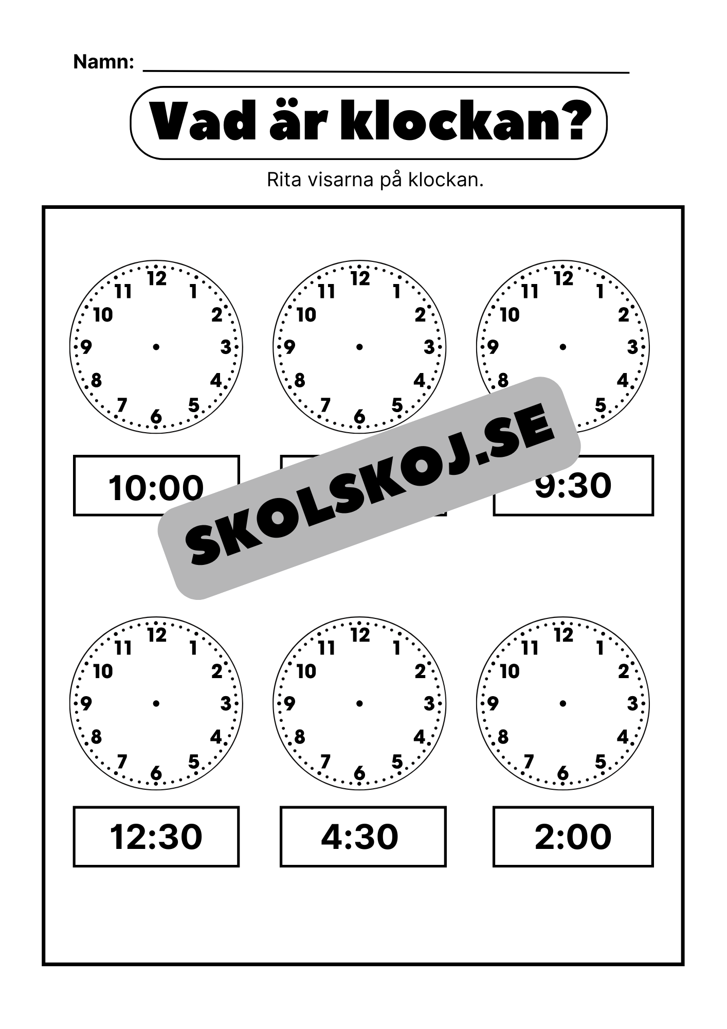 Vad är klockan - Halv, hel - Häfte