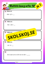 Matteträning inför NP - Blandade uppgifter - Årskurs 3