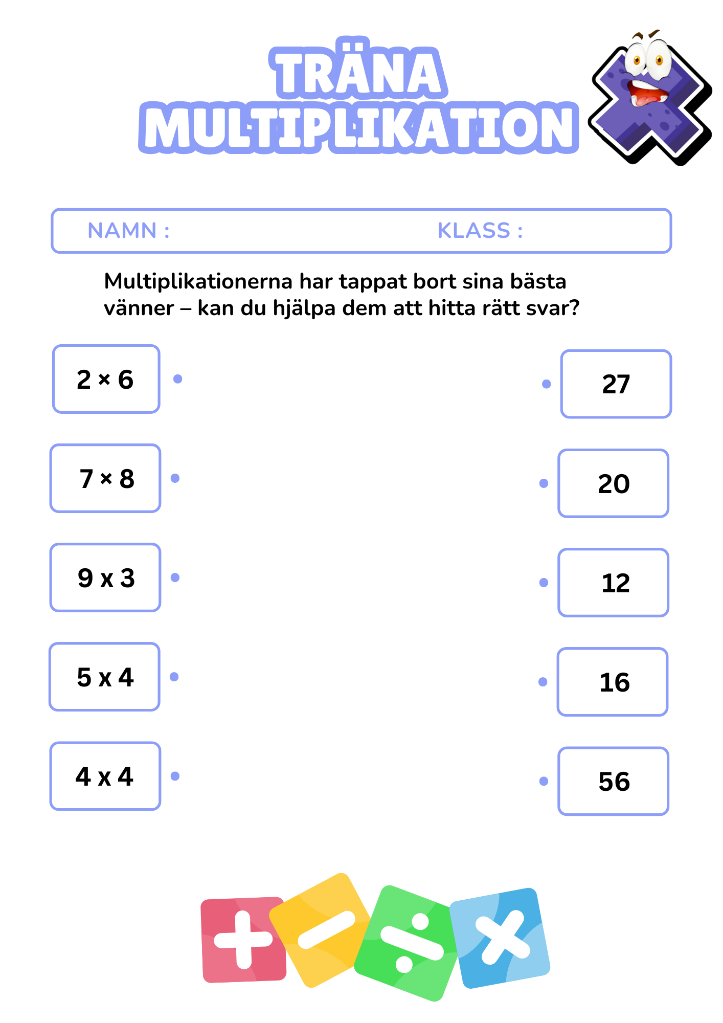 Träna multiplikation - Häfte