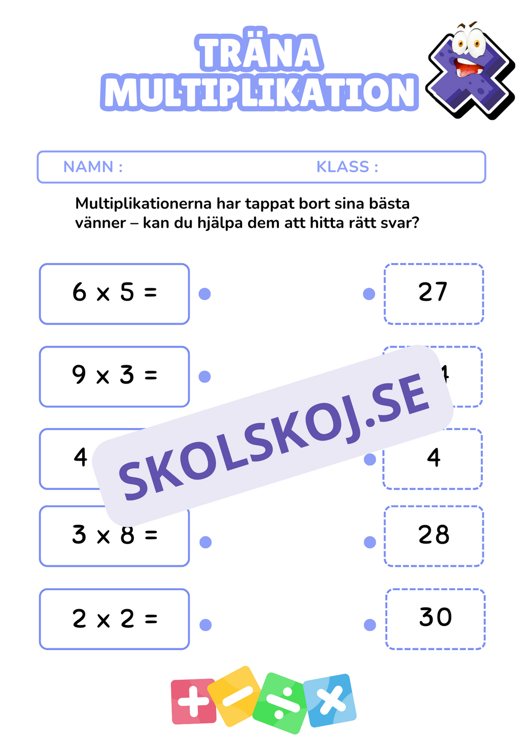 Träna multiplikation - Häfte