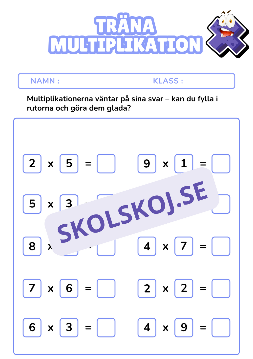 Träna multiplikation - Häfte