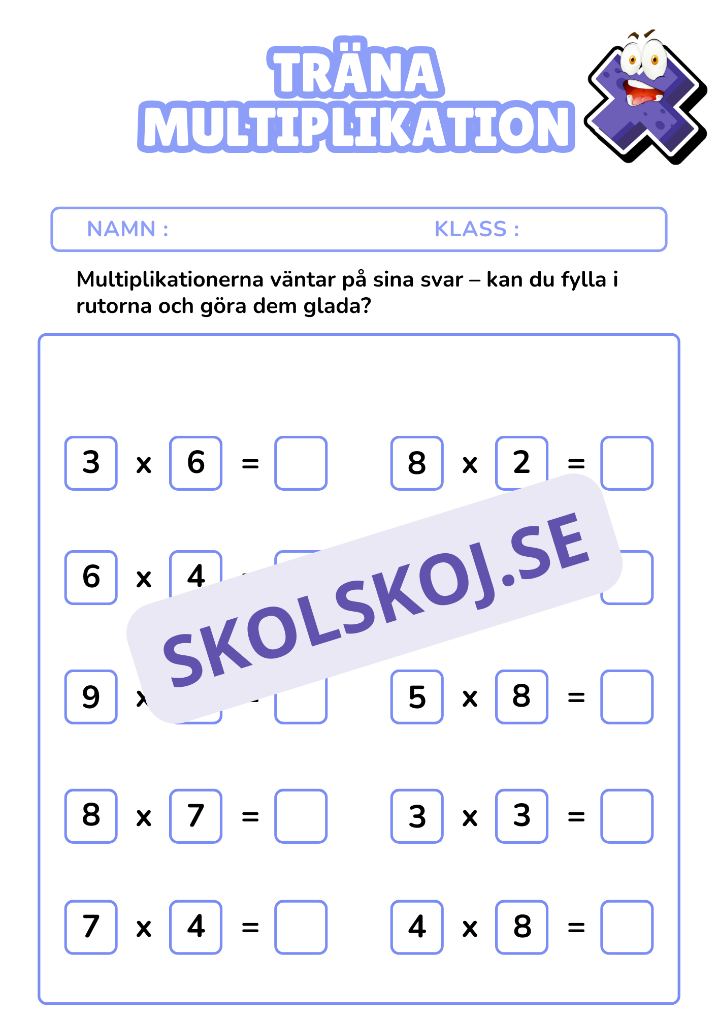 Träna multiplikation - Häfte