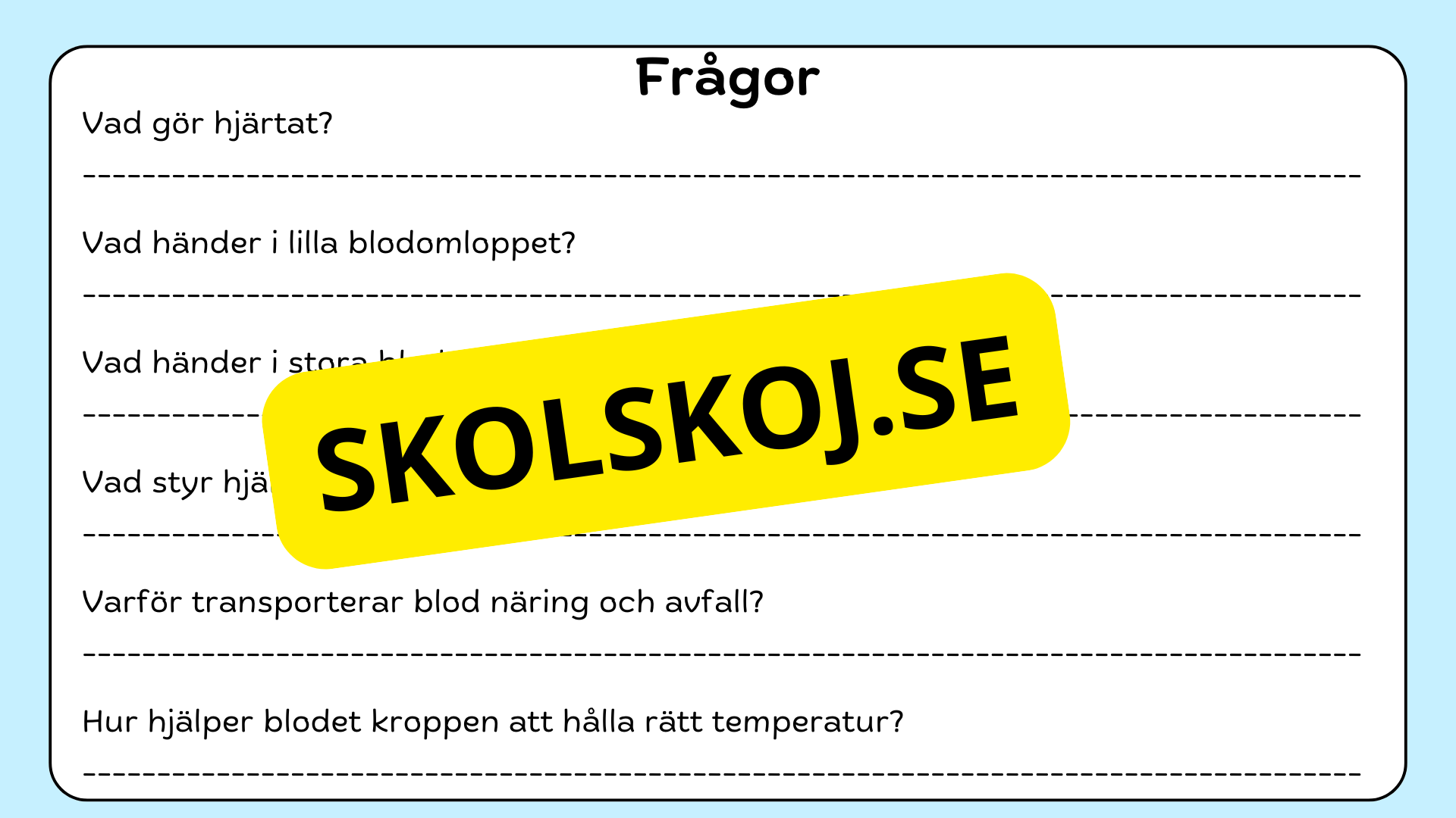 Så fungerar hjärtat – Presentation och frågor
