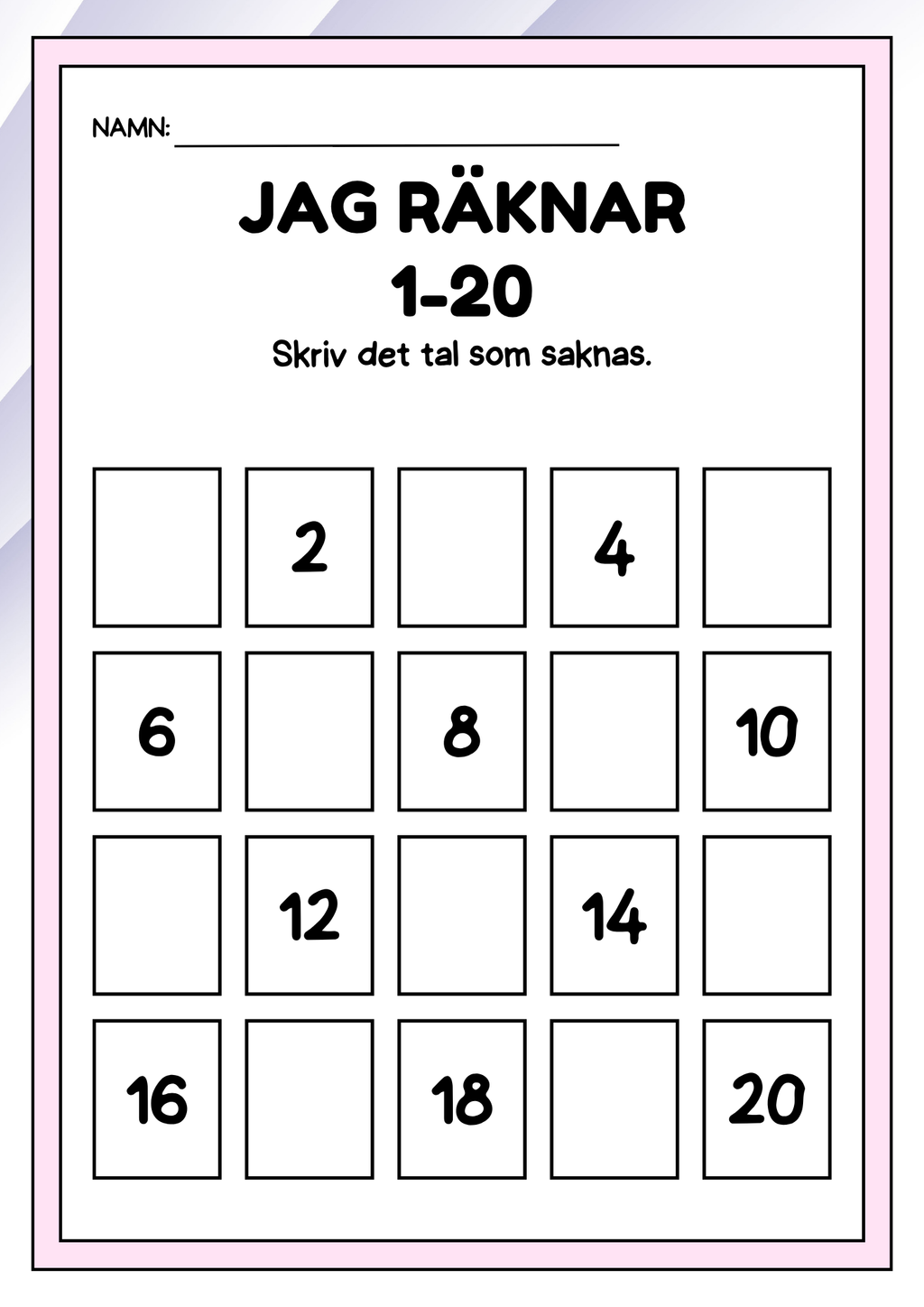 Jag räknar 1 - 20 - Häfte