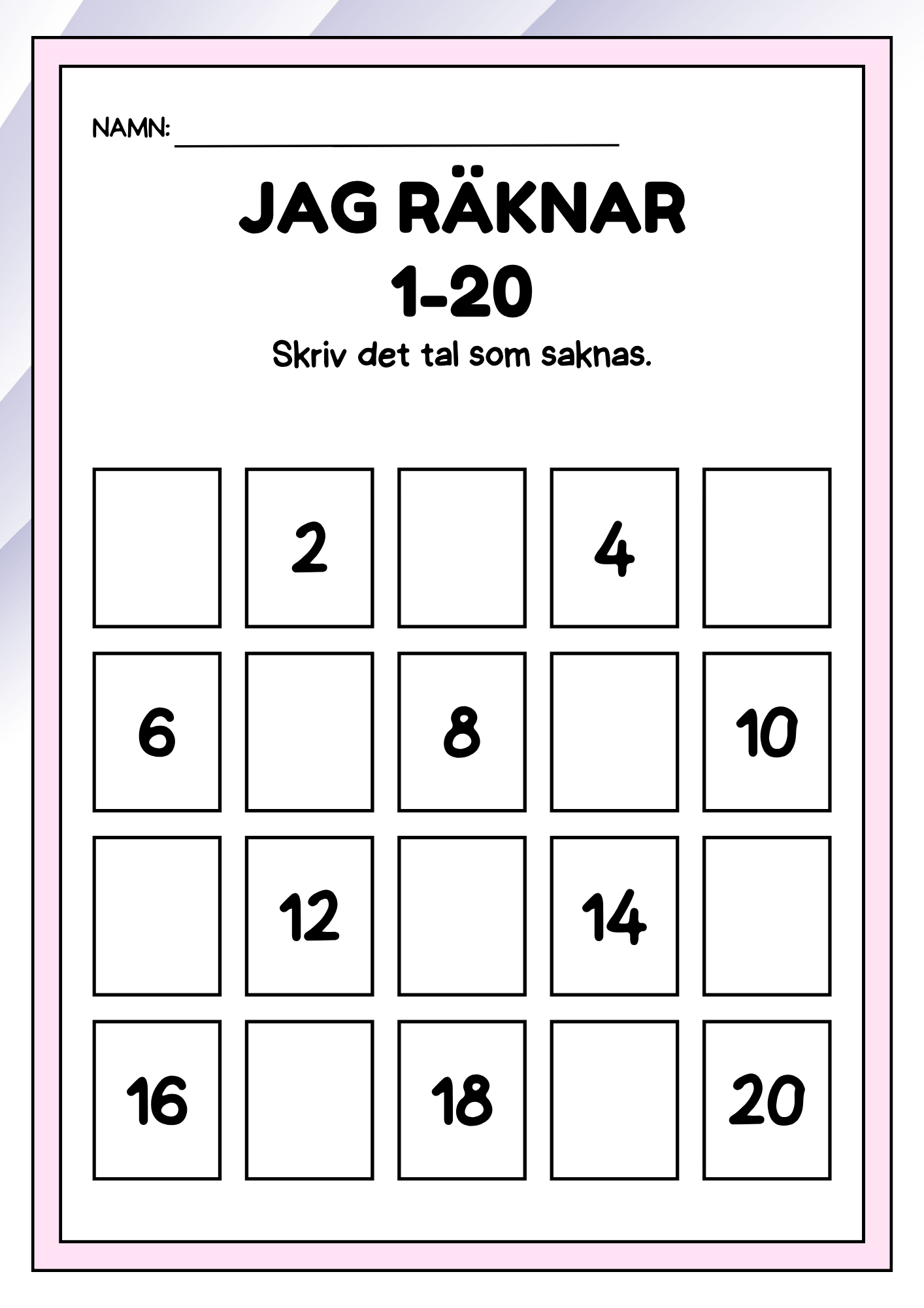 Jag räknar 1 - 20 - Häfte