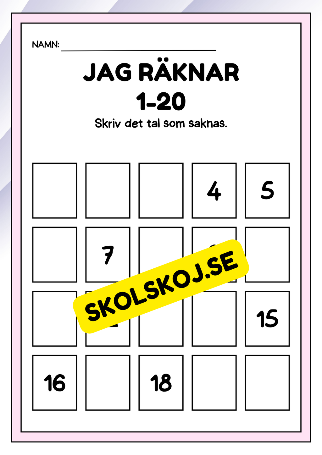 Jag räknar 1 - 20 - Häfte
