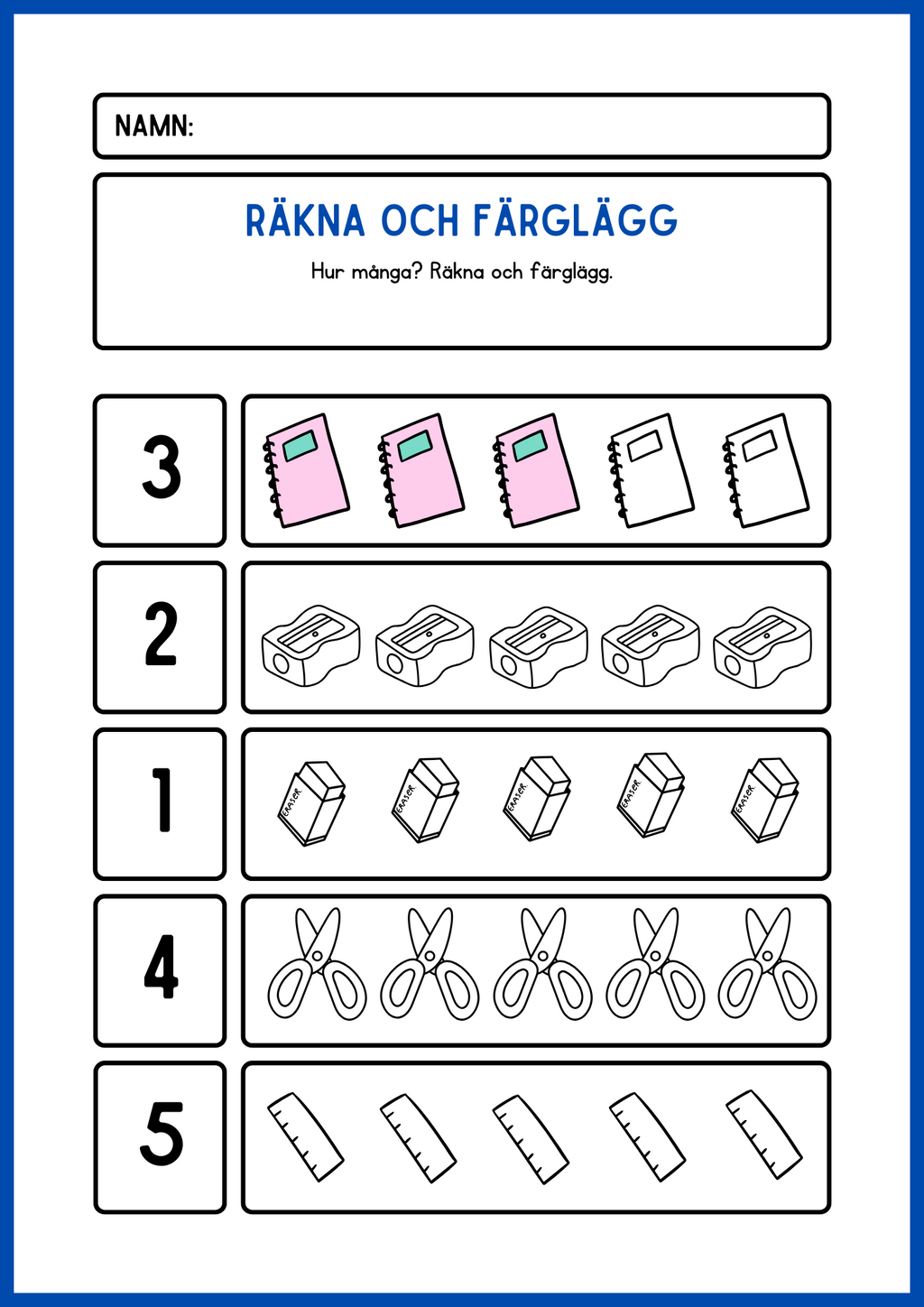 Räkna och färglägg - Häfte