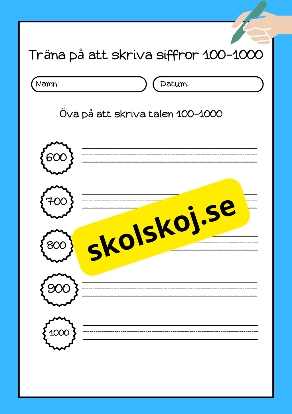 Träna på att skriva tal