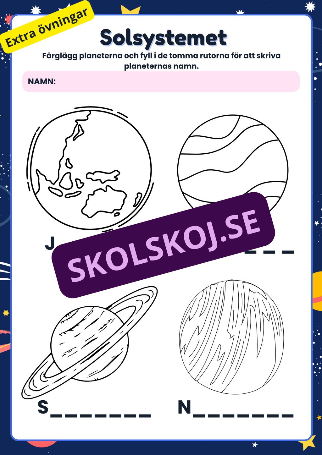 Extra övningar om Solsystemet