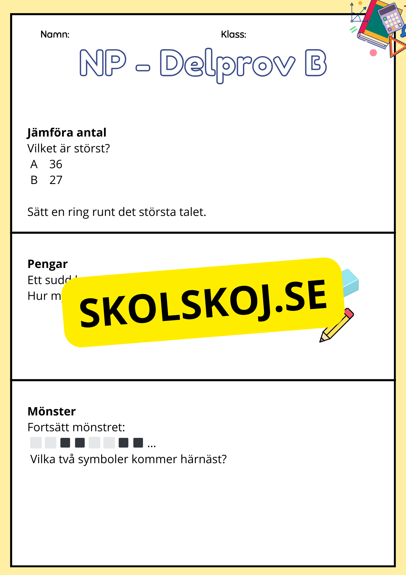 Nationella Prov – Delprov B - Årskurs 3