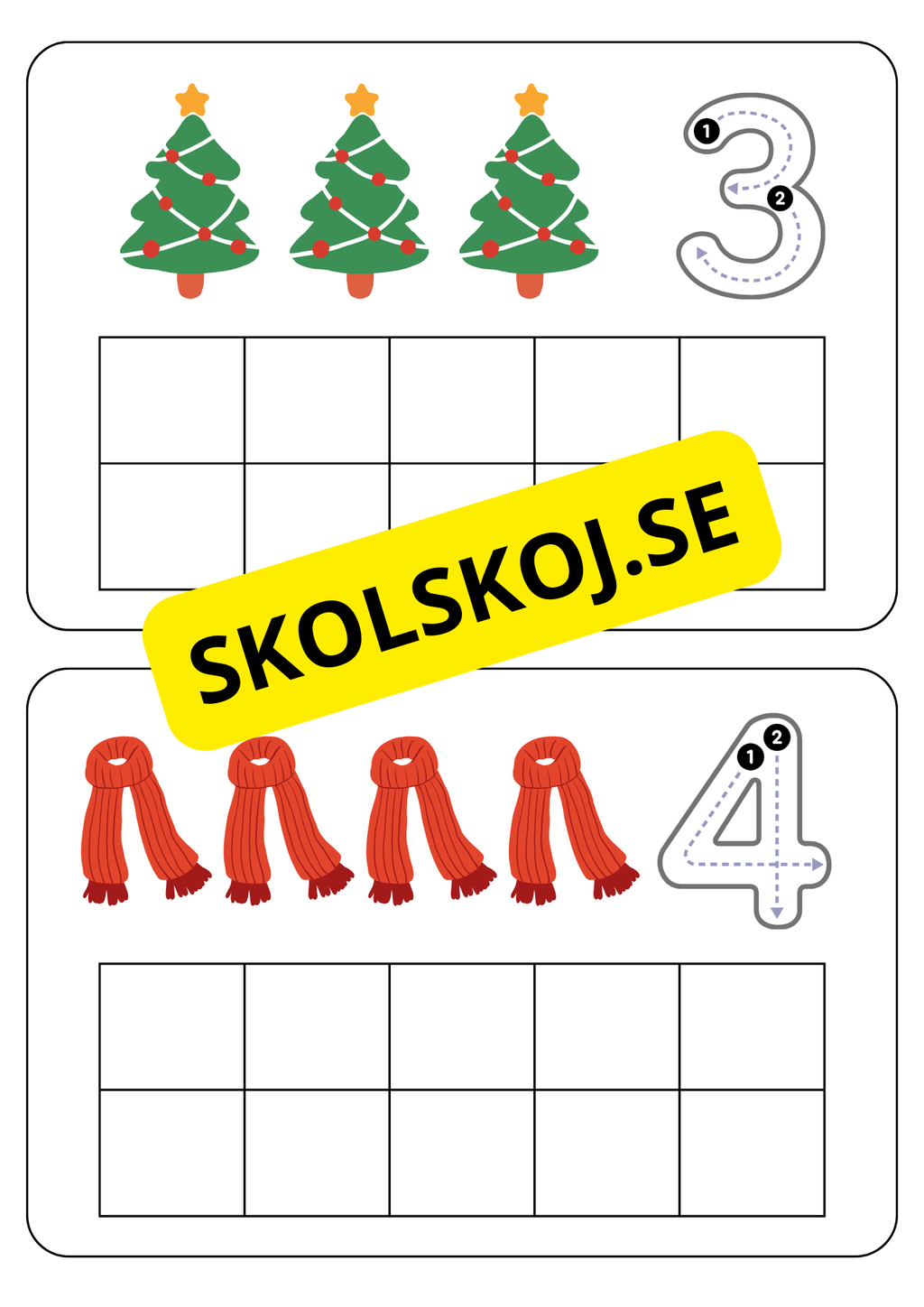 Juliga tio-rutor – Aktivitetskort
