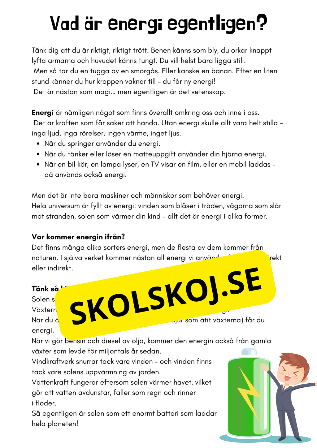 Energikällor - Årskurs 4 - 6