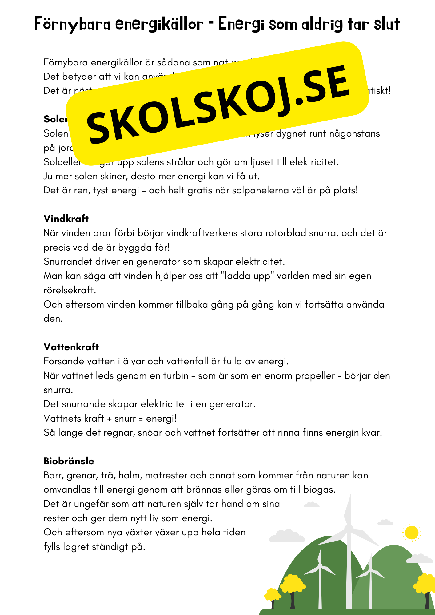 Energikällor - Årskurs 4 - 6