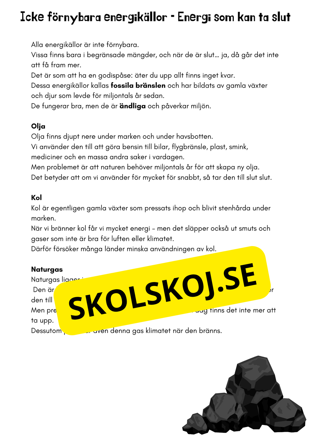 Energikällor - Årskurs 4 - 6