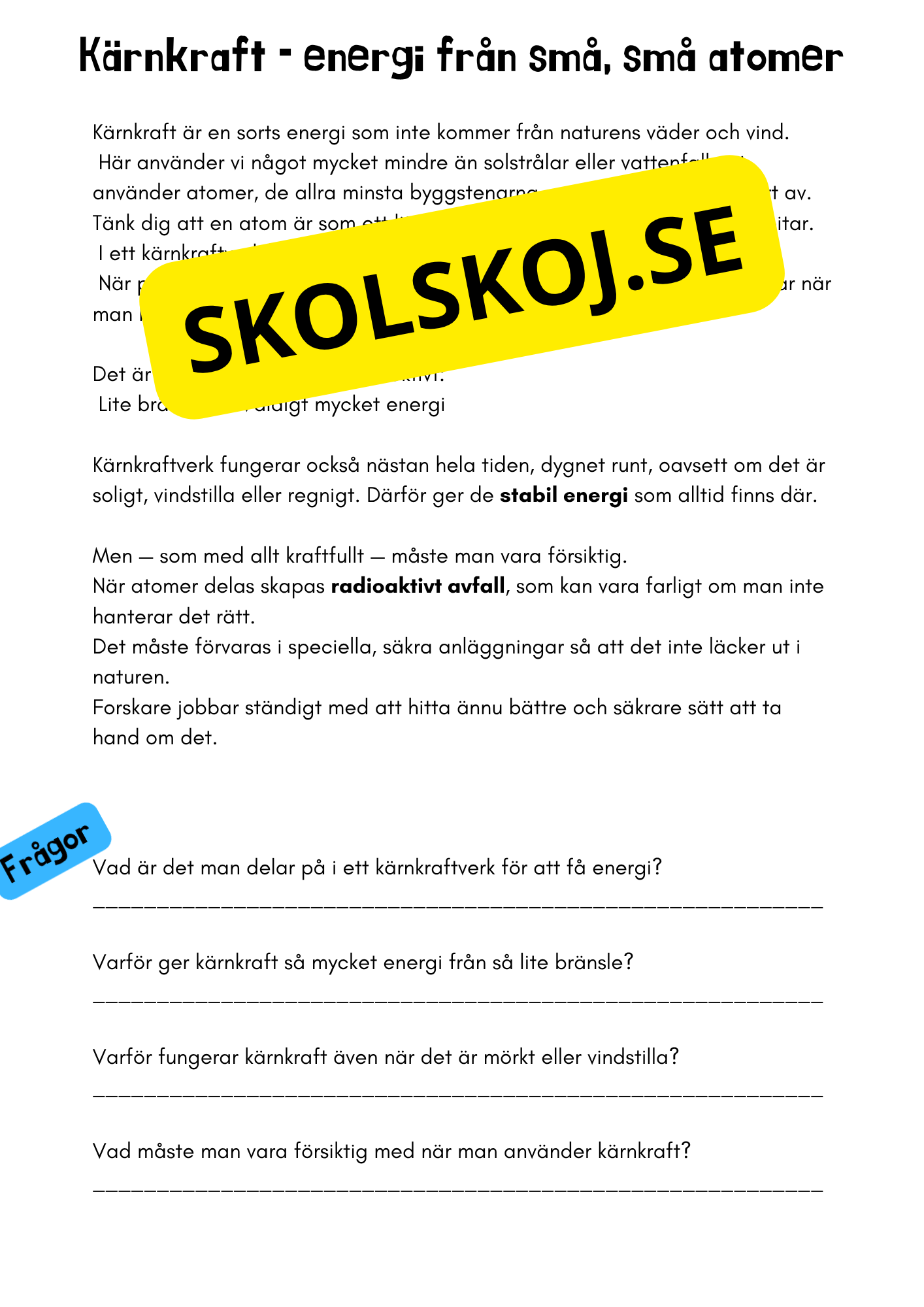 Energikällor - Årskurs 4 - 6