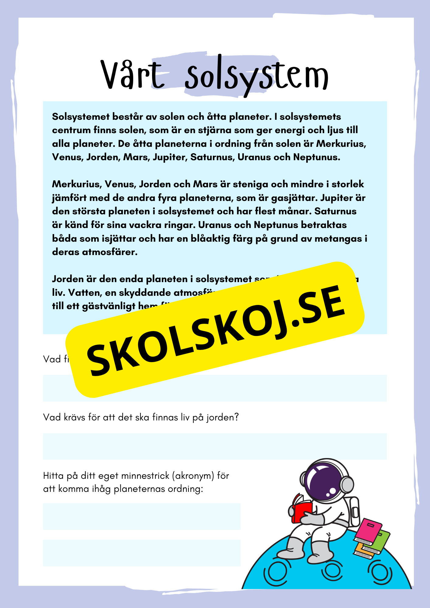 Stort paket - Vårt solsystem - 84 sidor