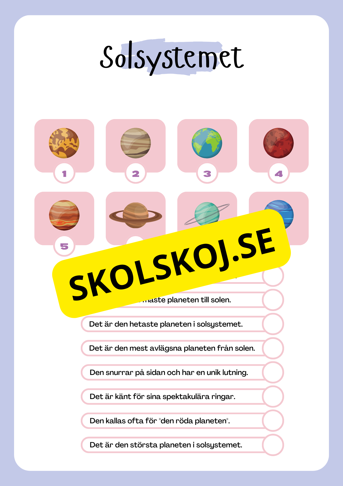 Stort paket - Vårt solsystem - 84 sidor