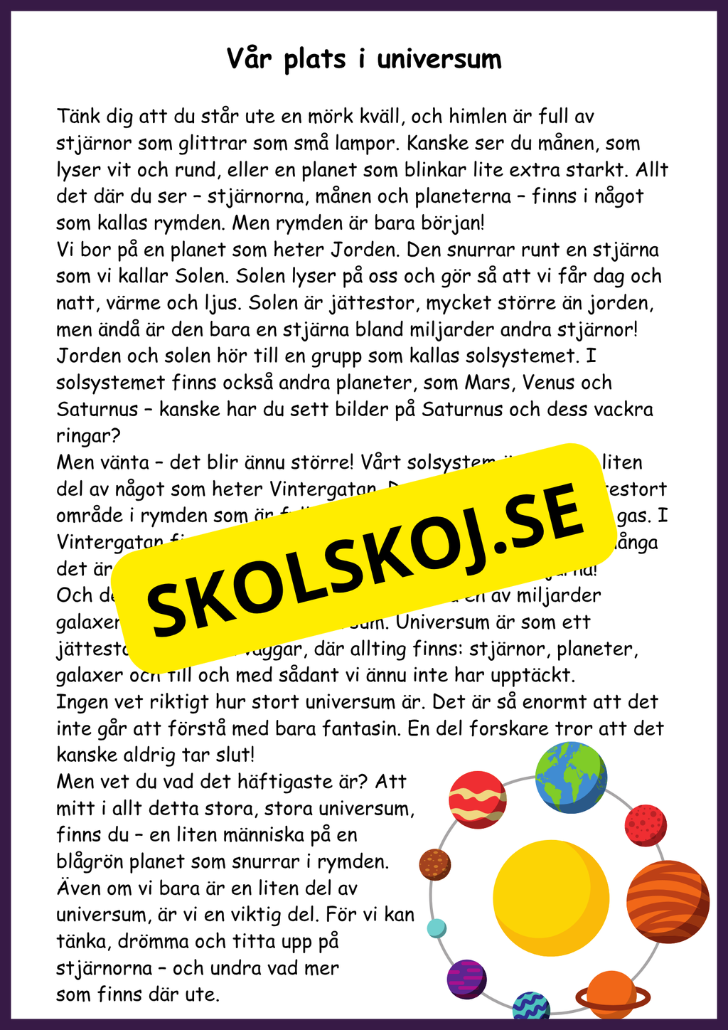 Stort paket - Vårt solsystem - 84 sidor