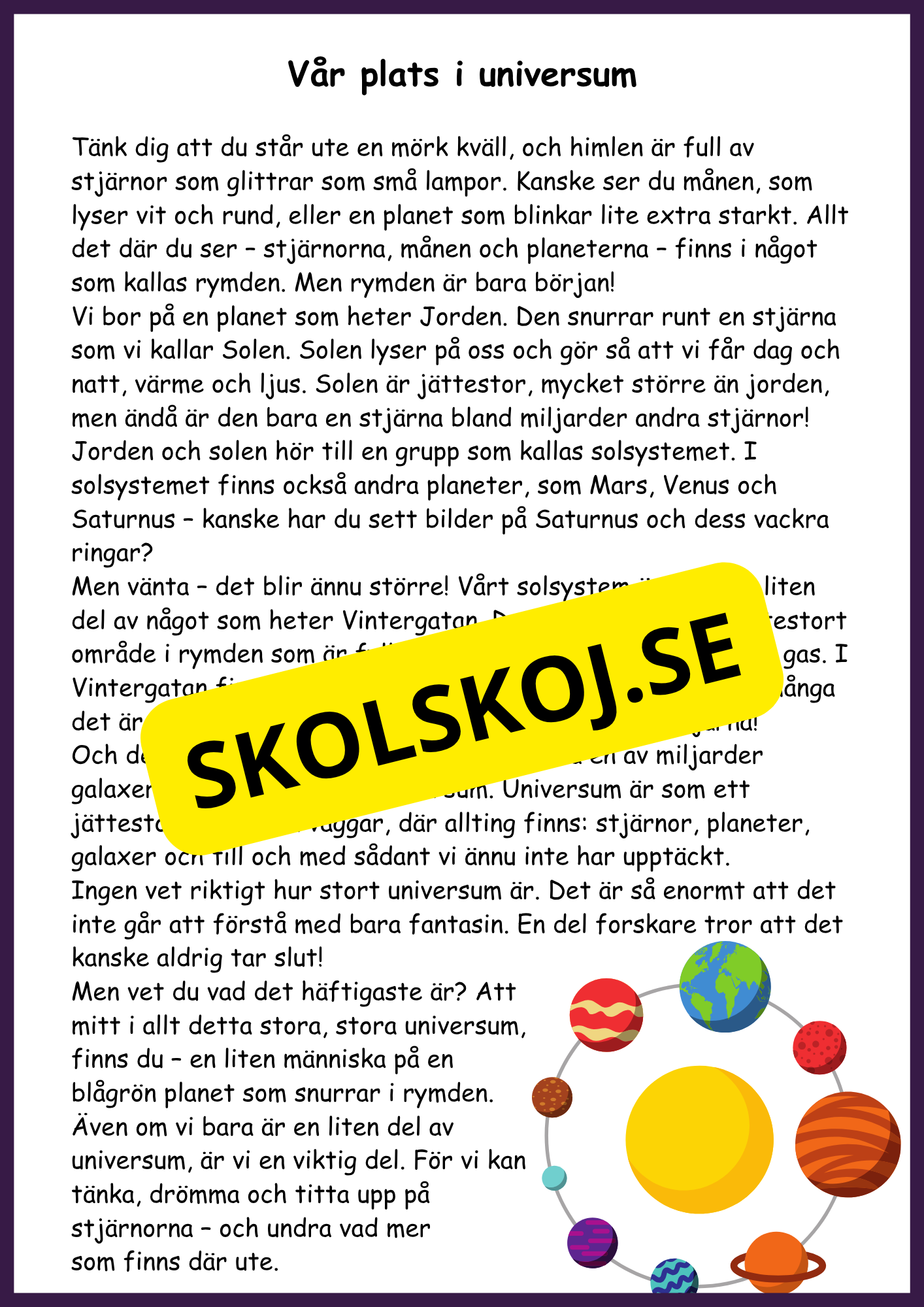 Stort paket - Vårt solsystem - 84 sidor