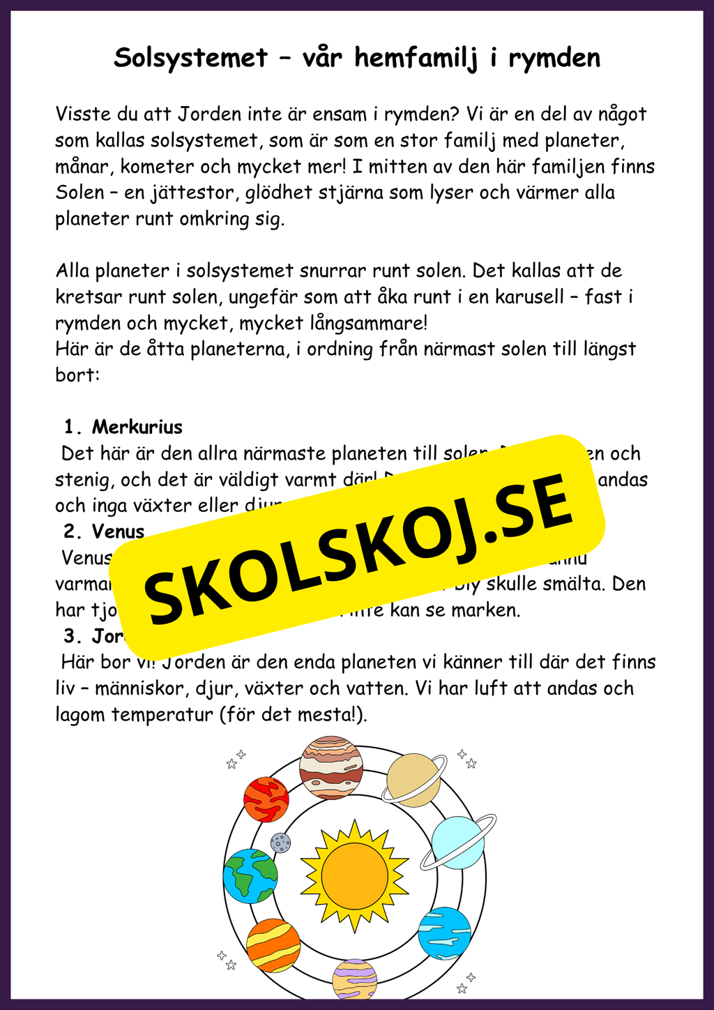 Stort paket - Vårt solsystem - 84 sidor