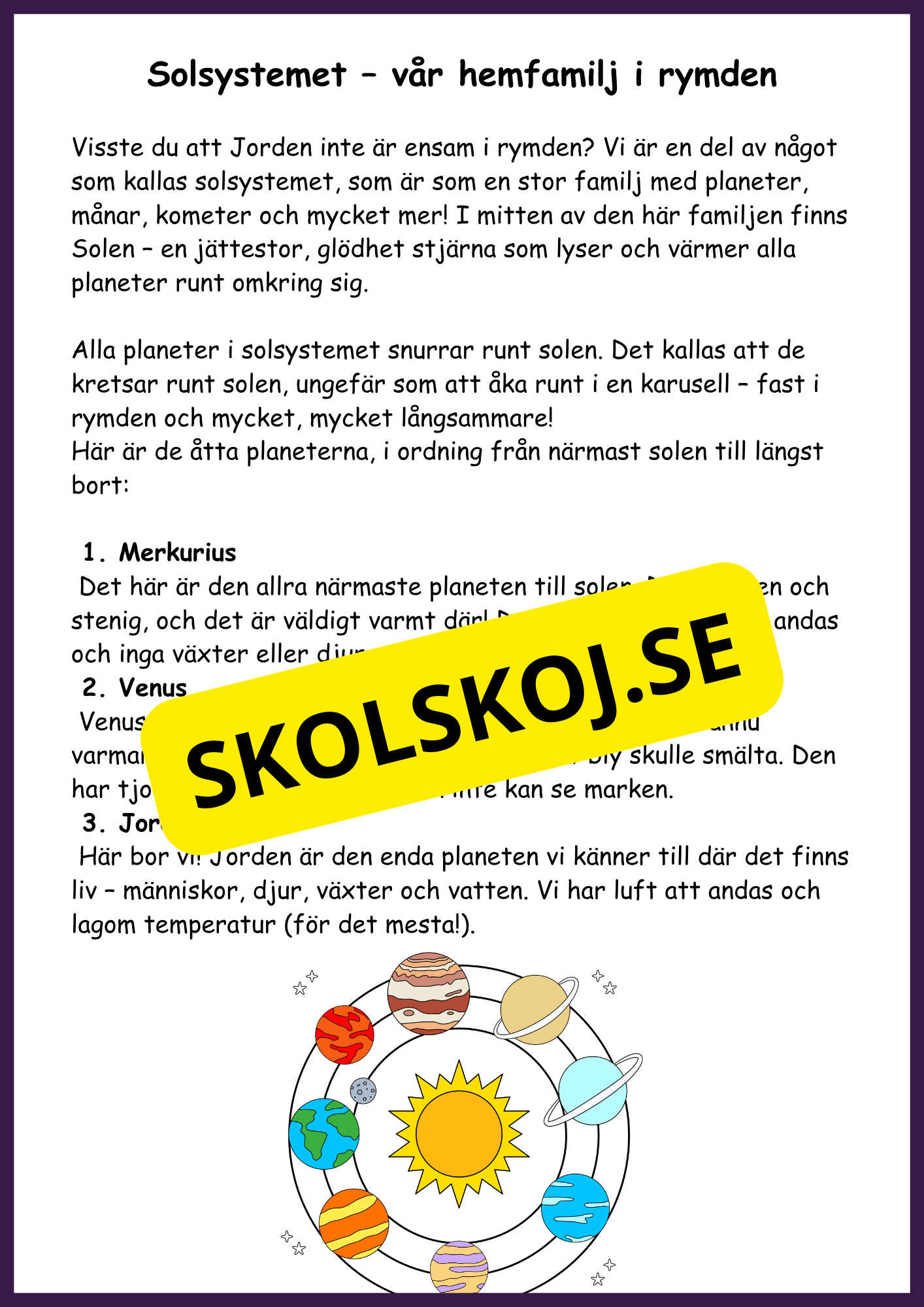 Stort paket - Vårt solsystem - 84 sidor