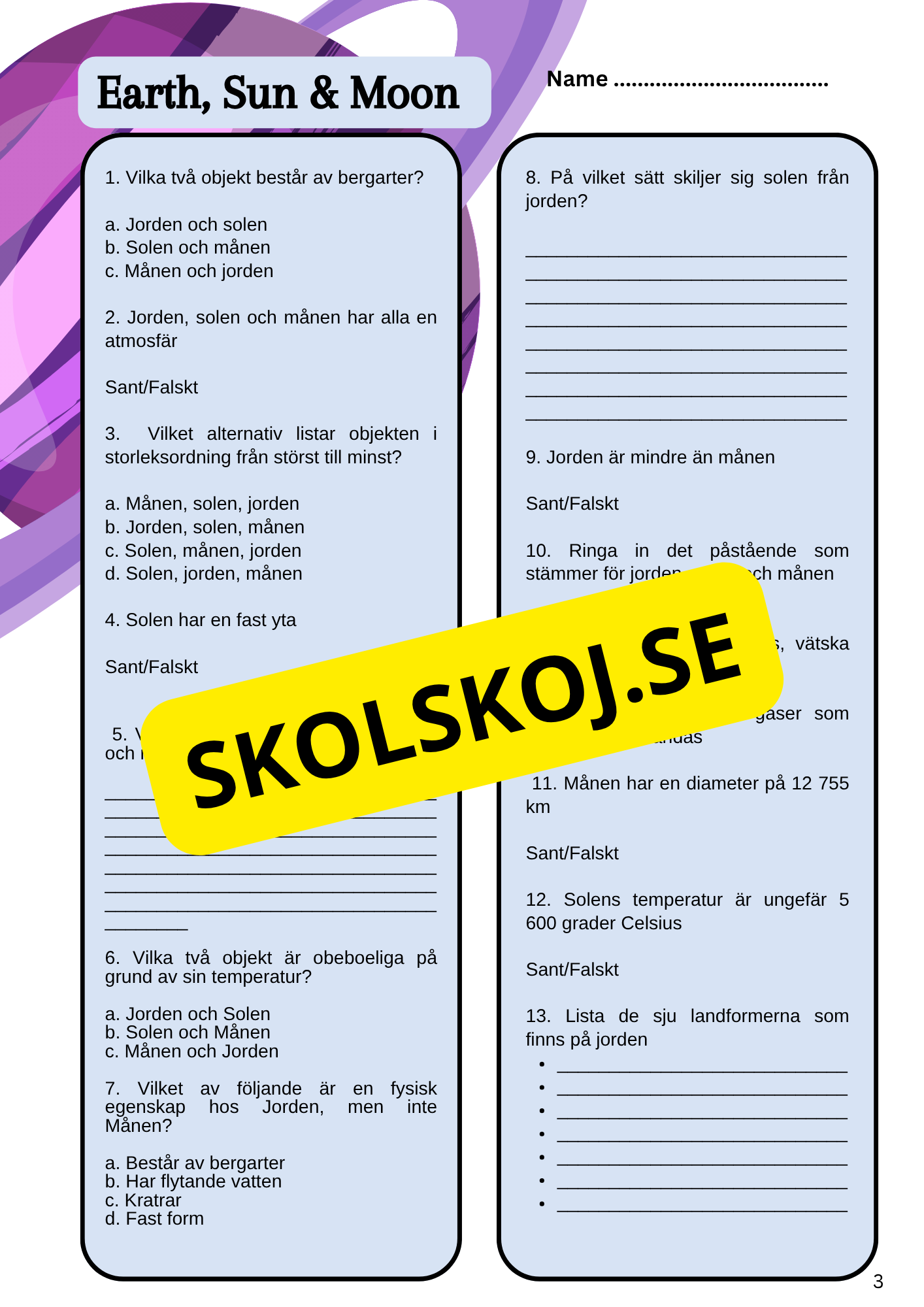 Stort paket - Vårt solsystem - 84 sidor