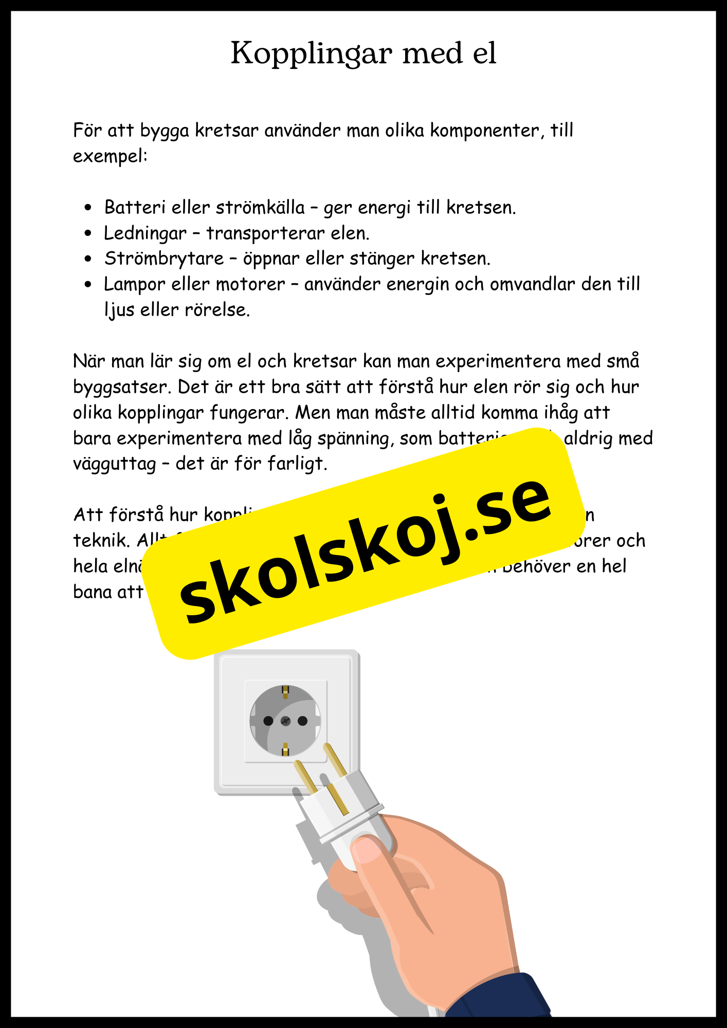 El - Från gnistor till lampor - Årskurs 4 - 6