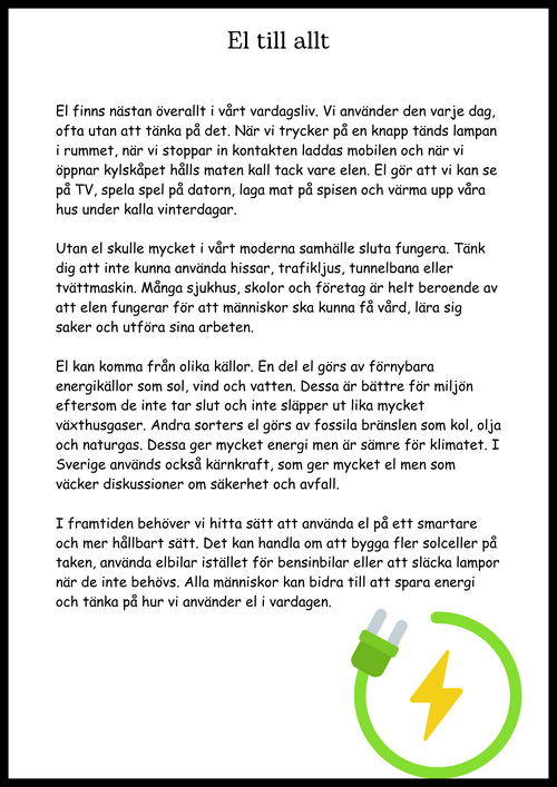 El - Från gnistor till lampor - Årskurs 4 - 6