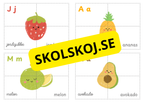 Färgglada pedagogiska kort: Pussel med frukt och grönsaker