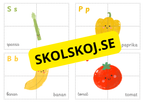 Färgglada pedagogiska kort: Pussel med frukt och grönsaker