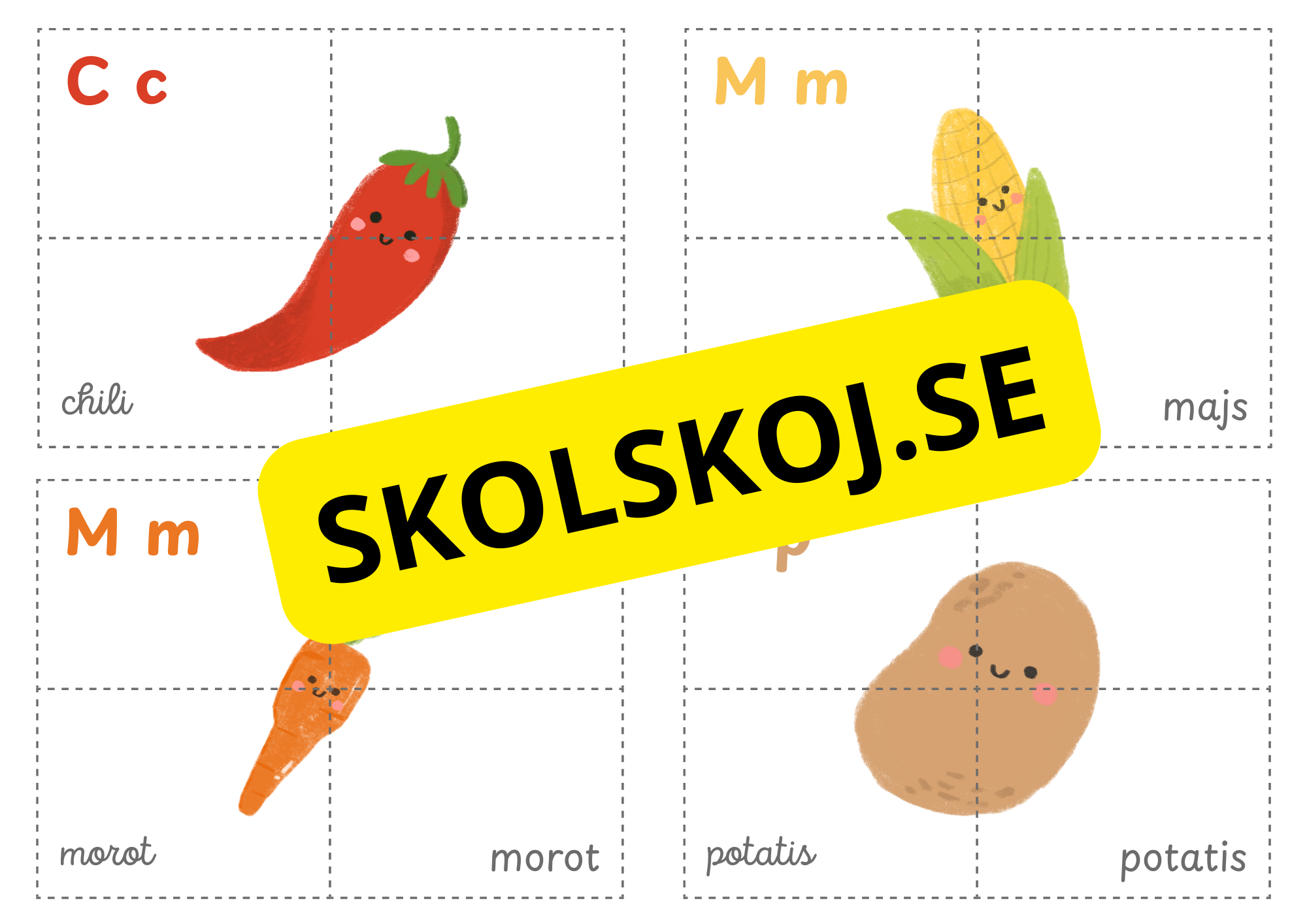 Färgglada pedagogiska kort: Pussel med frukt och grönsaker