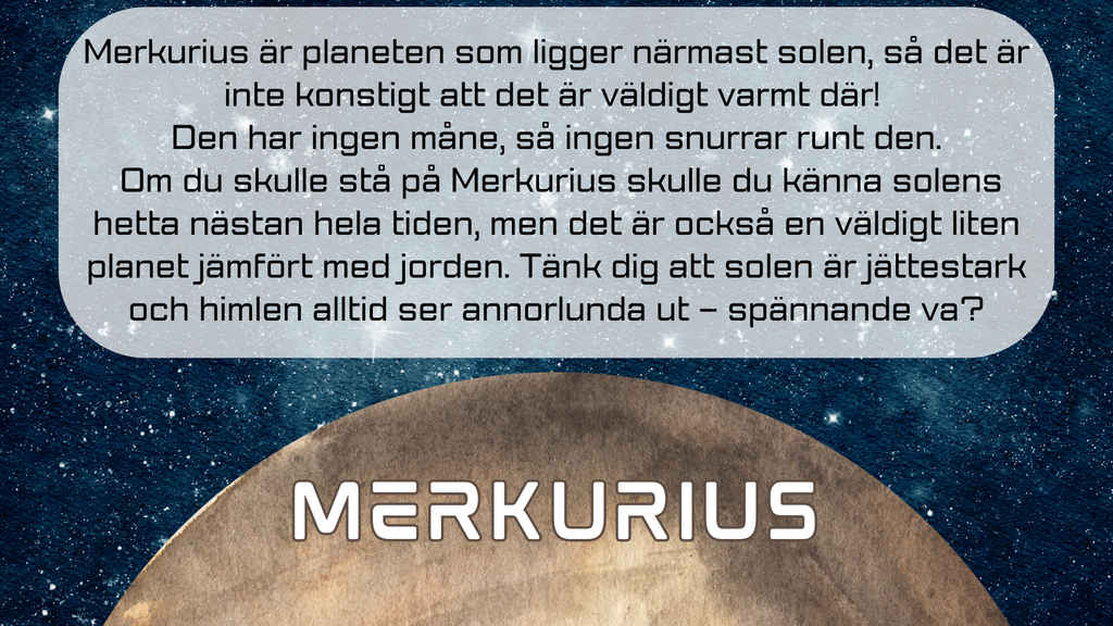 Upptäck solsystemets planeter + Frågor