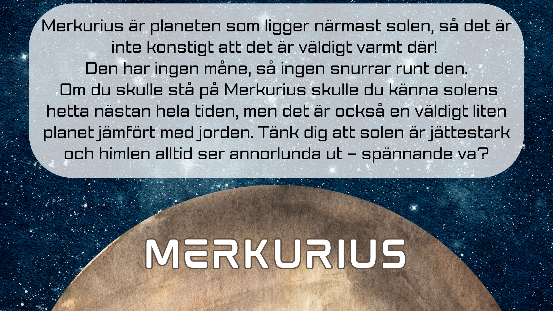 Upptäck solsystemets planeter + Frågor
