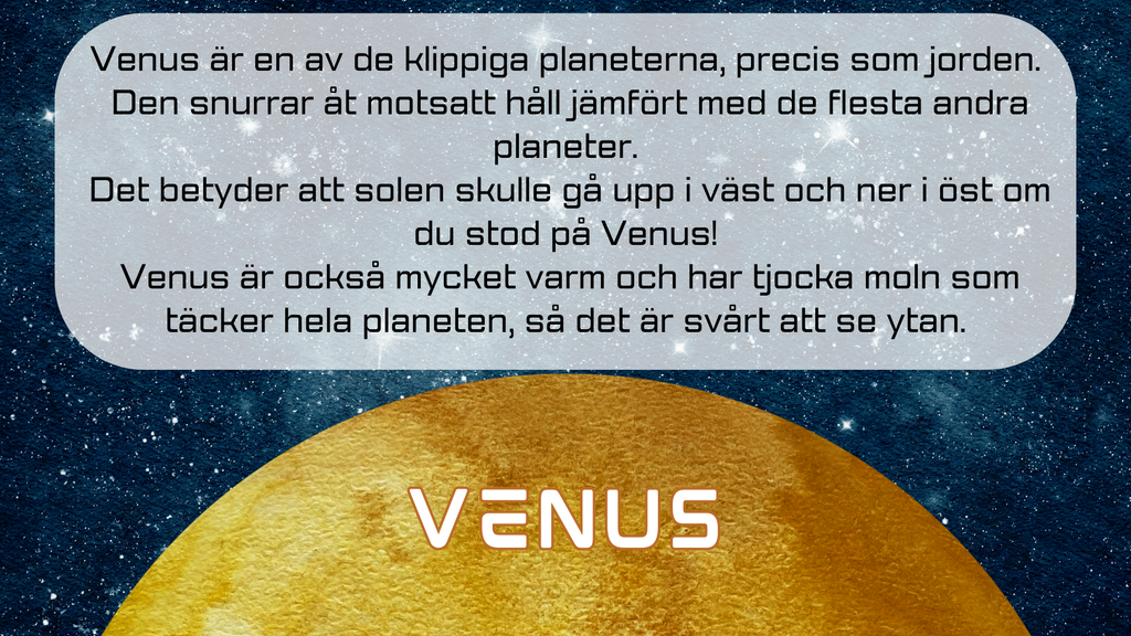 Upptäck solsystemets planeter + Frågor