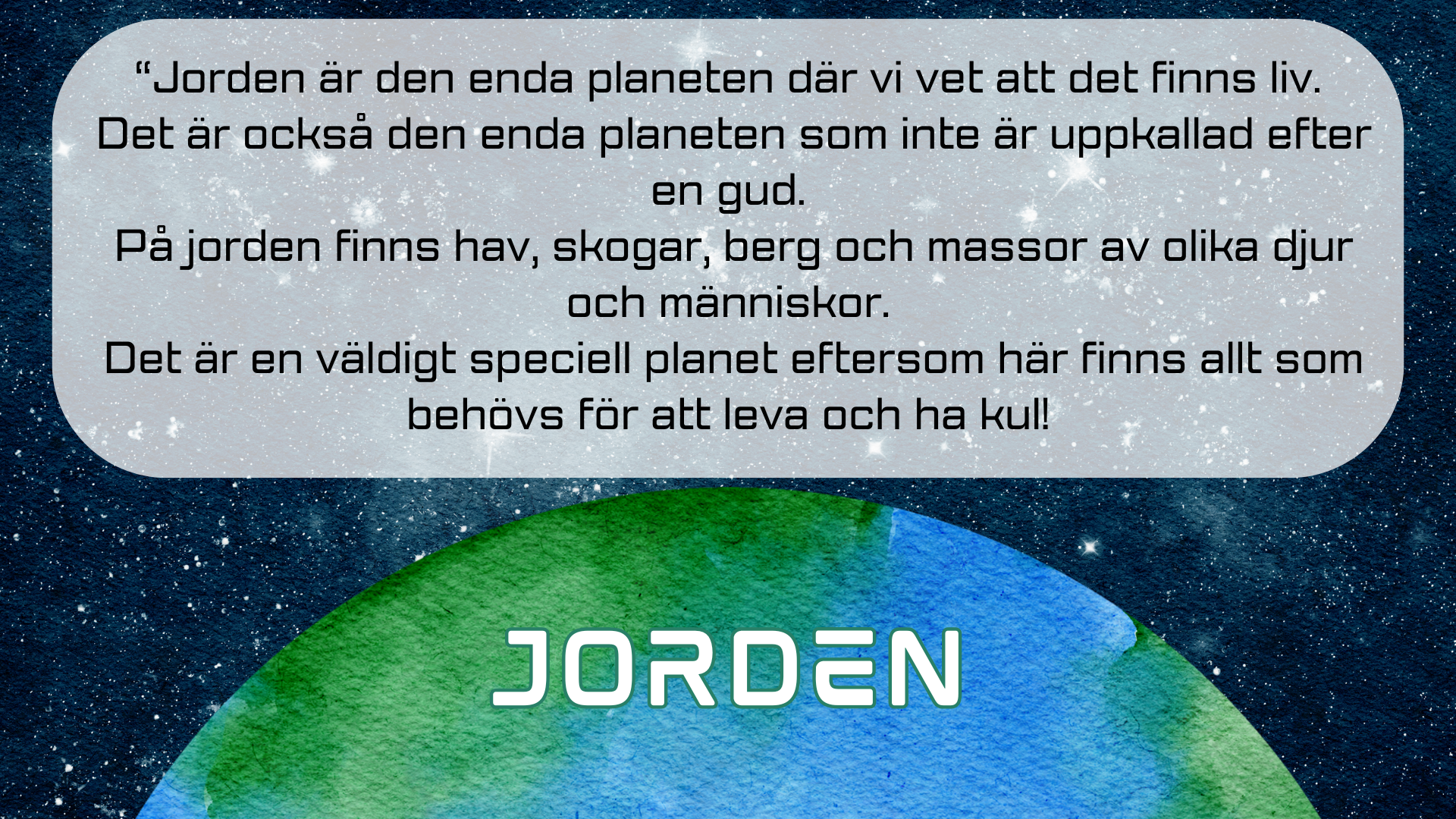 Upptäck solsystemets planeter + Frågor