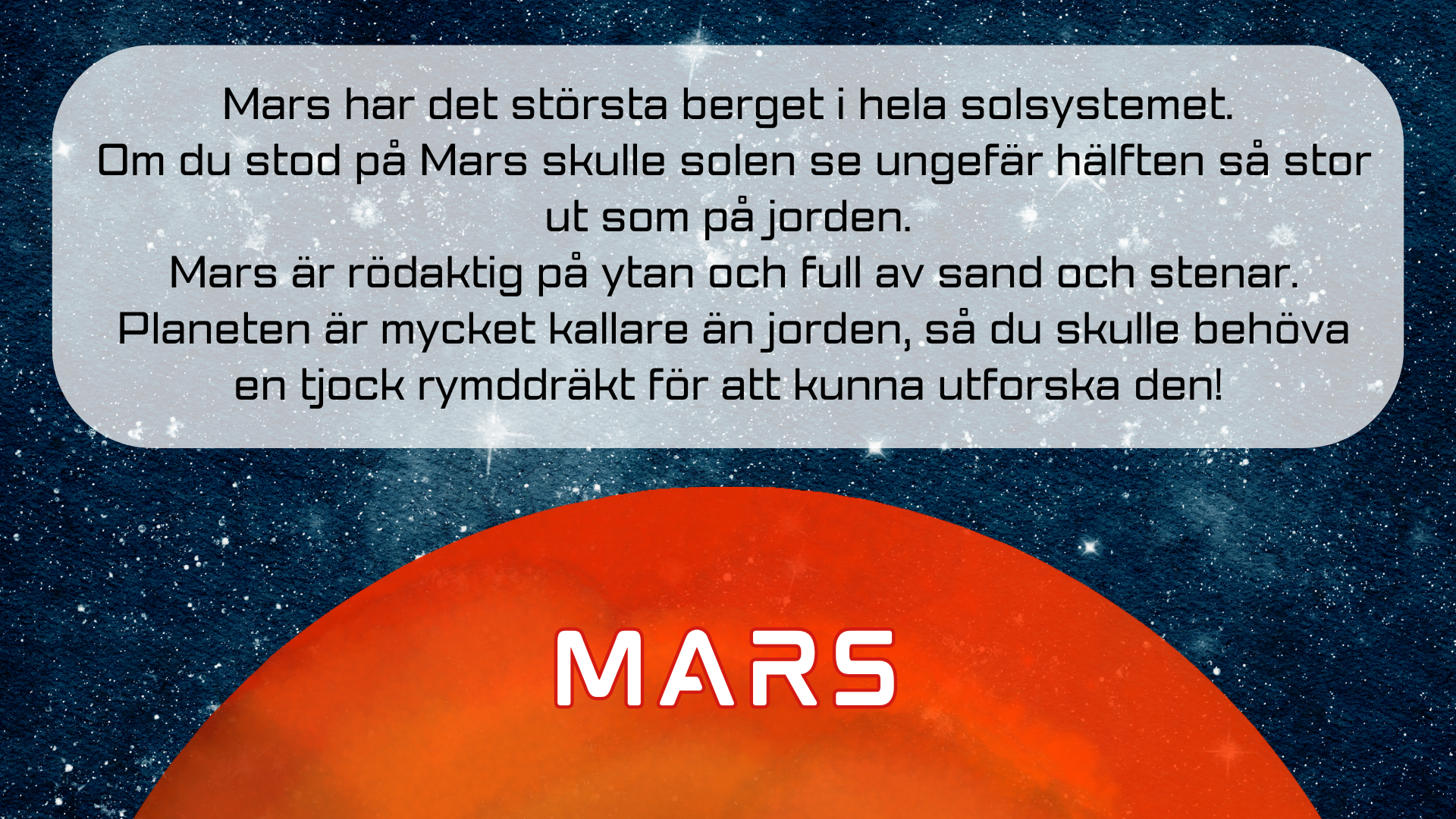 Upptäck solsystemets planeter + Frågor