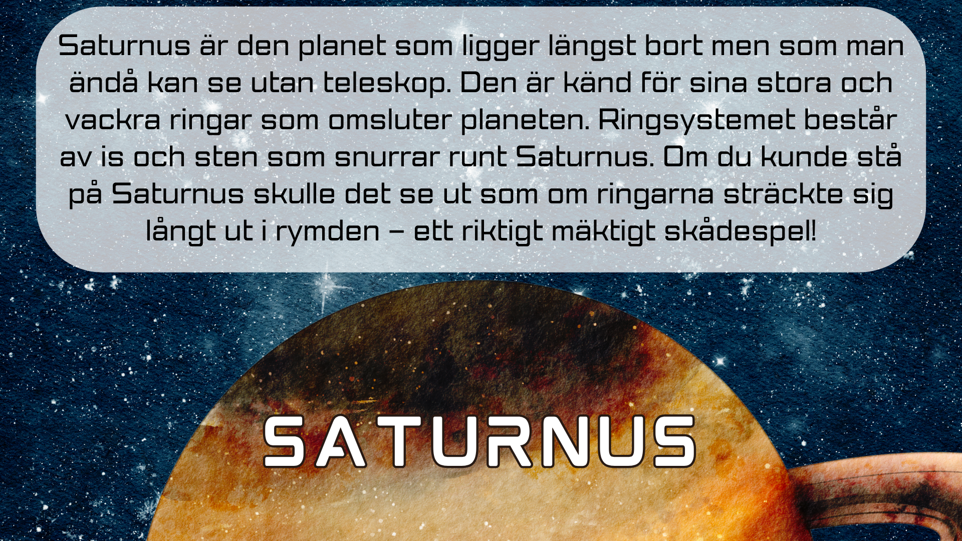 Upptäck solsystemets planeter + Frågor