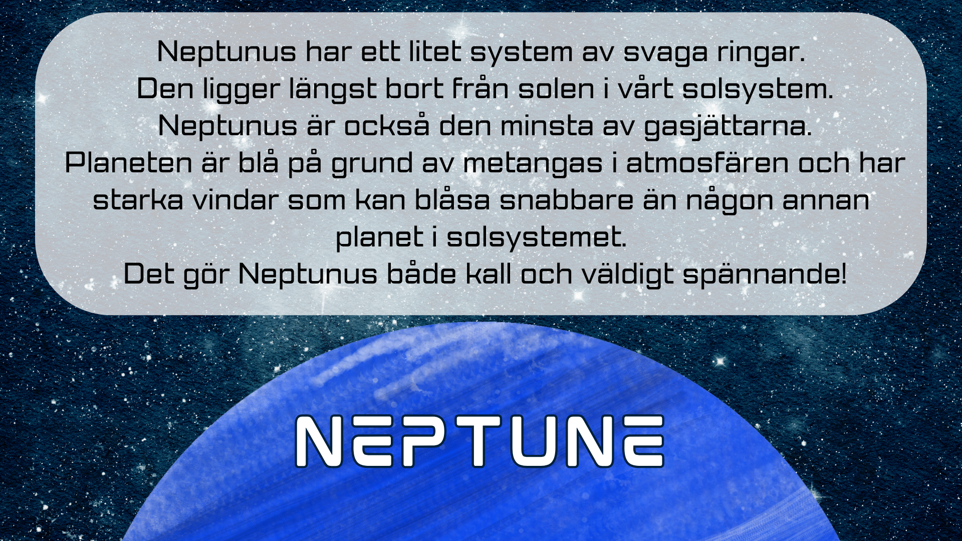 Upptäck solsystemets planeter + Frågor