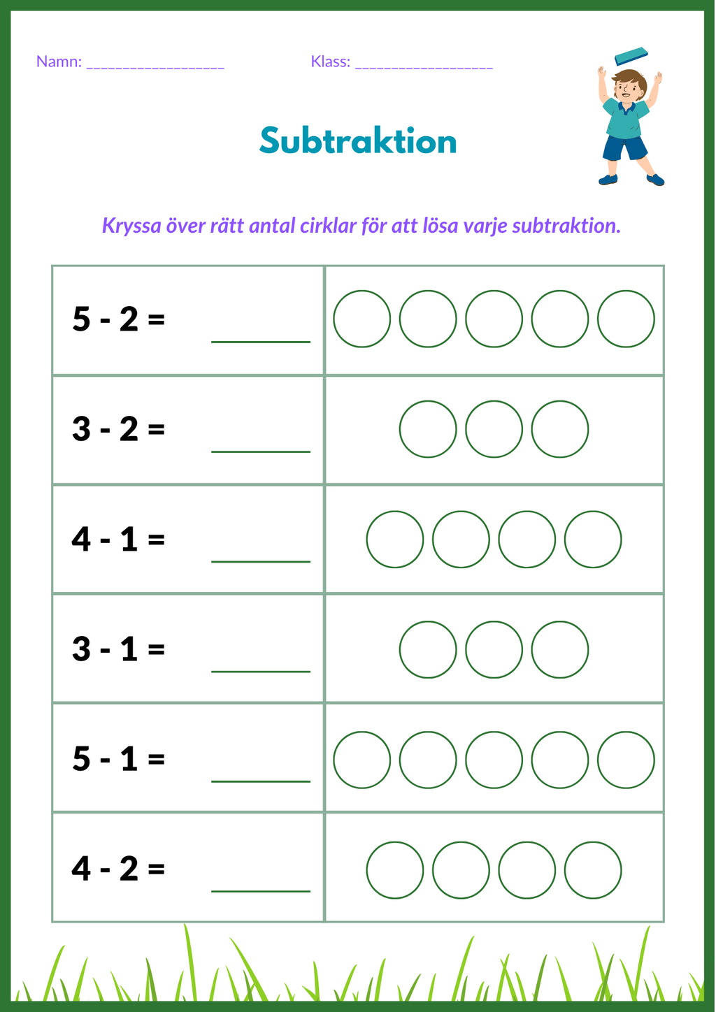Enkel subtraktion - 0 - 5