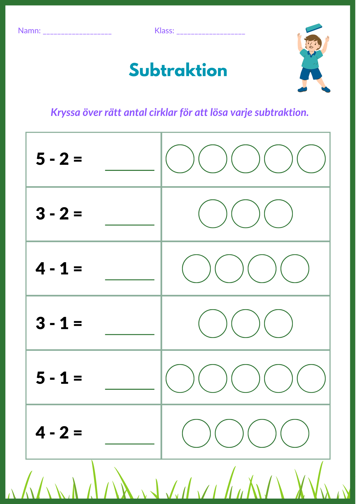 Enkel subtraktion - 0 - 5