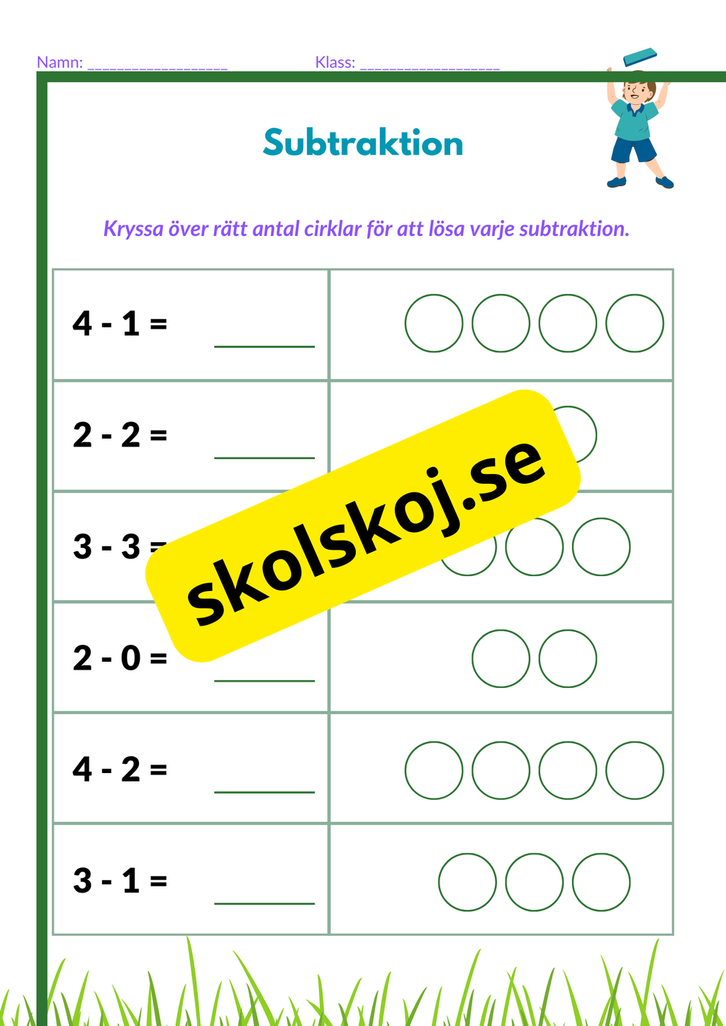 Enkel subtraktion - 0 - 5